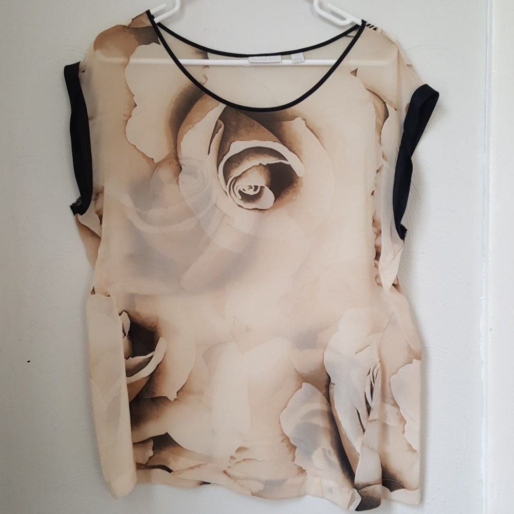 New York & Company sheer rose blouse